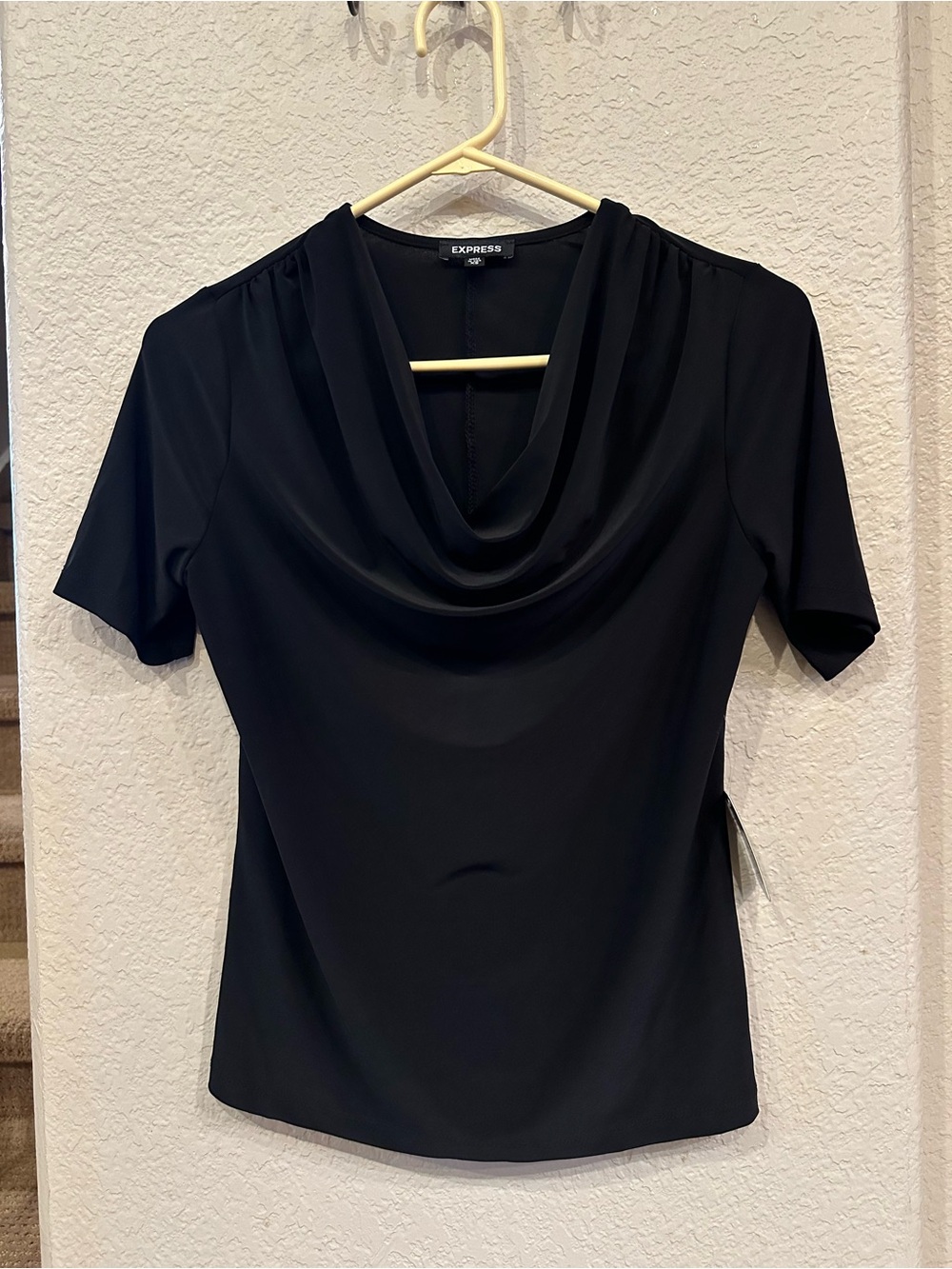 Express Black Cowl Neck Short Sleeve Blouse